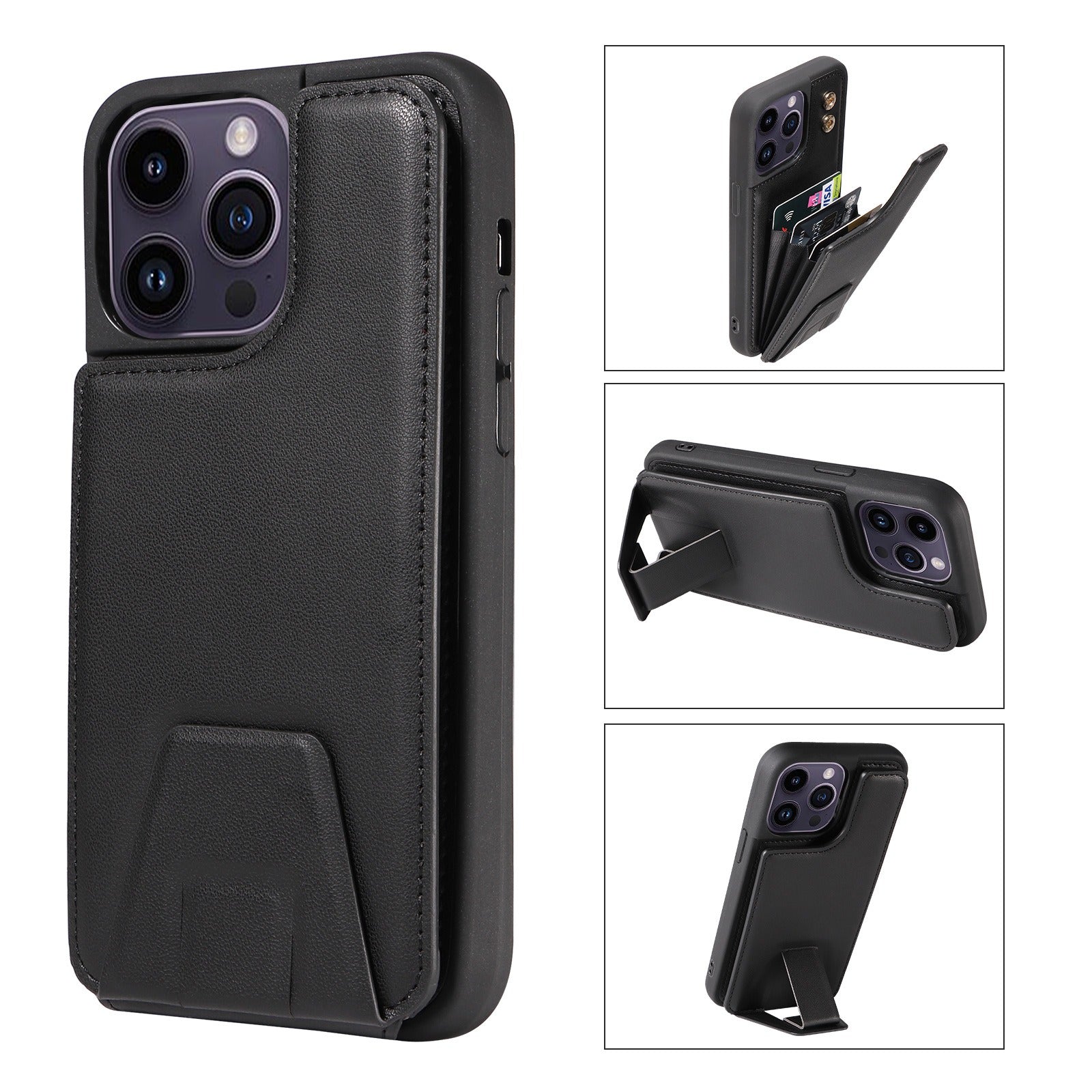 Slim PU Leather Accordion Wallet iPhone Case with Vertical Kickstand black iPhone Case V.I.P Digital Presence