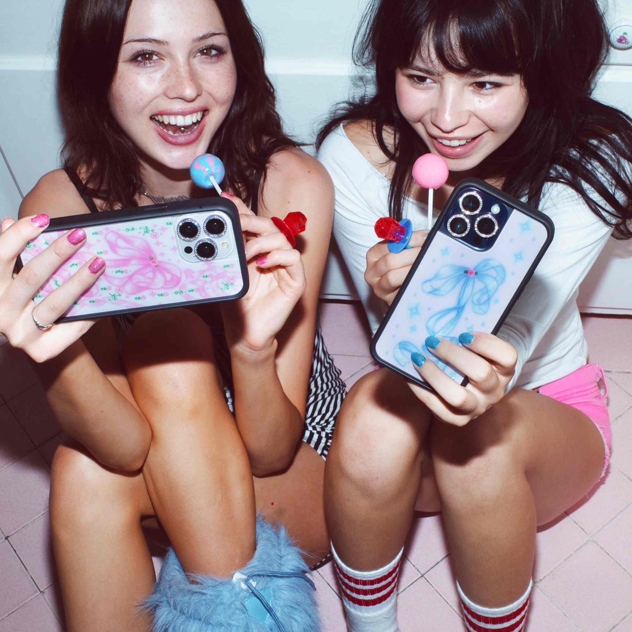 Blue Sparkle Girl iPhone Case