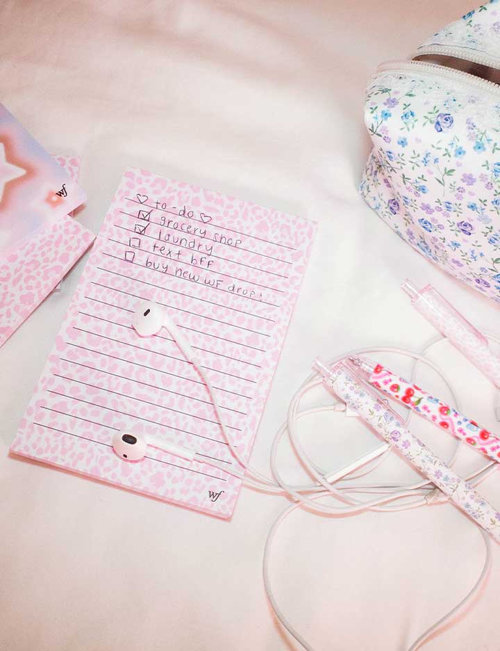 Pink Meow Notepad Office Supplies Wildflower Cases