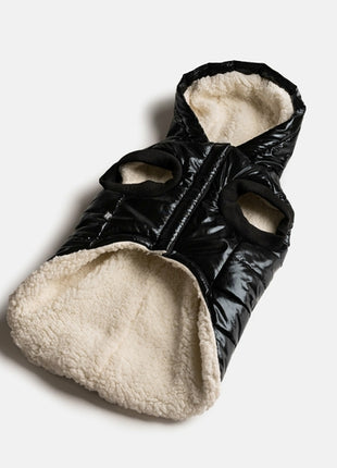 Emma Dog Jacket – Shiny Black Water-Resistant Winter Coat