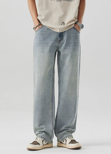 Men's Wash Wide Leg Jeans Nostalgic Orchid Trendsi