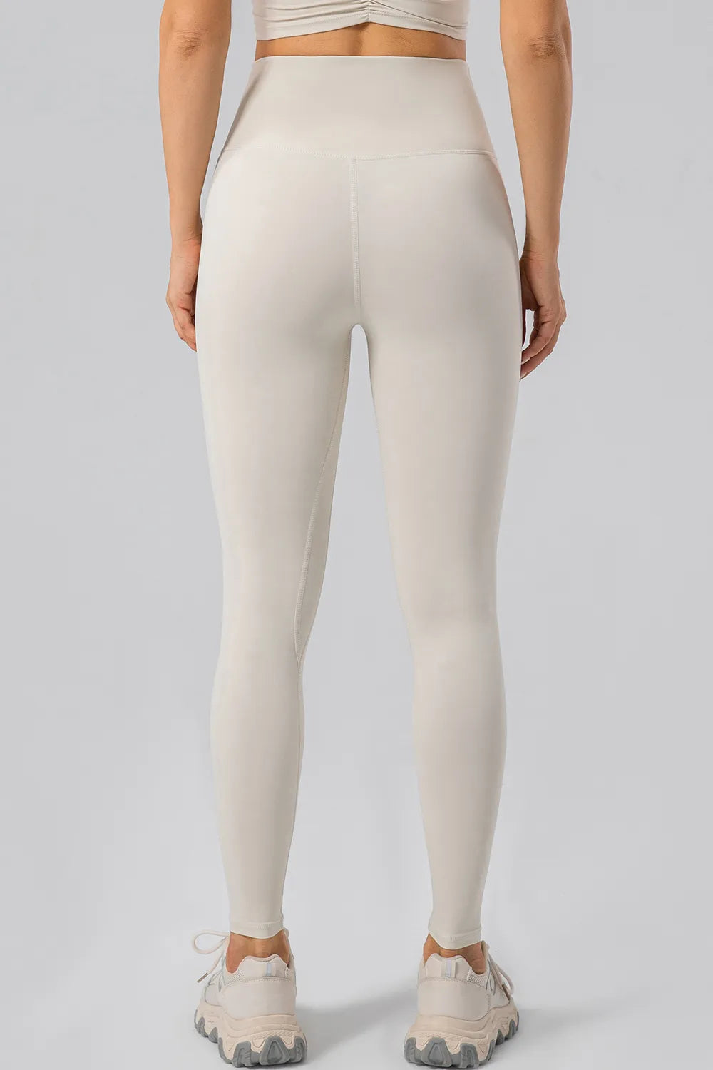 Lulu Dupe High Waist Wide Waistband Leggings (Nylon & Spandex) no front seam Trendsi