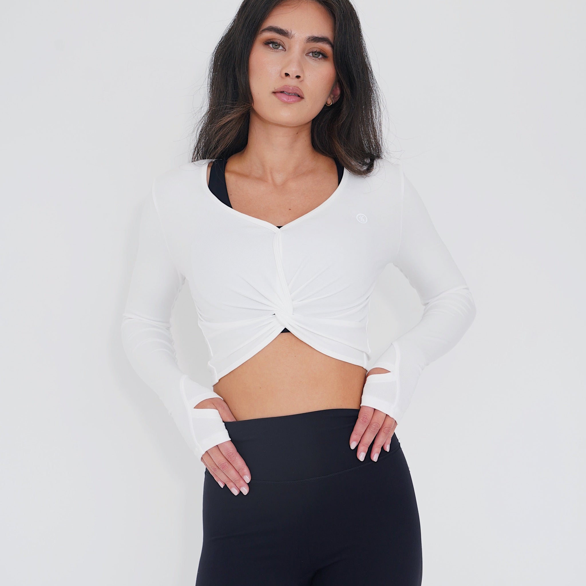 I Release Doubt Buttery Soft White Long Sleeve Crop Top Tops KIMITH BRAND