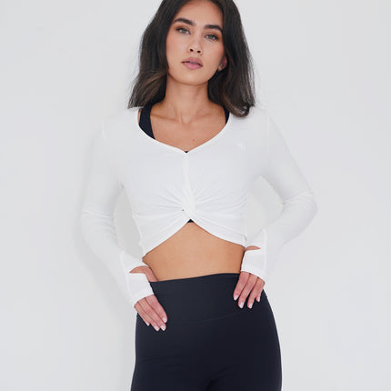 I Release Doubt Buttery Soft White Long Sleeve Crop Top