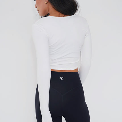 I Release Doubt Buttery Soft White Long Sleeve Crop Top