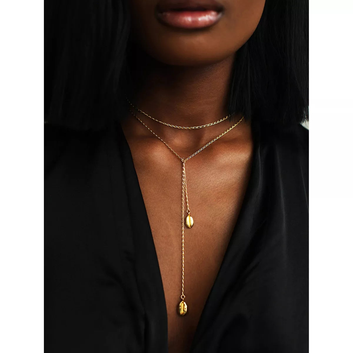 18K Gold-Plated Y-Shaped Necklace Gold onesize Necklaces Trendsi