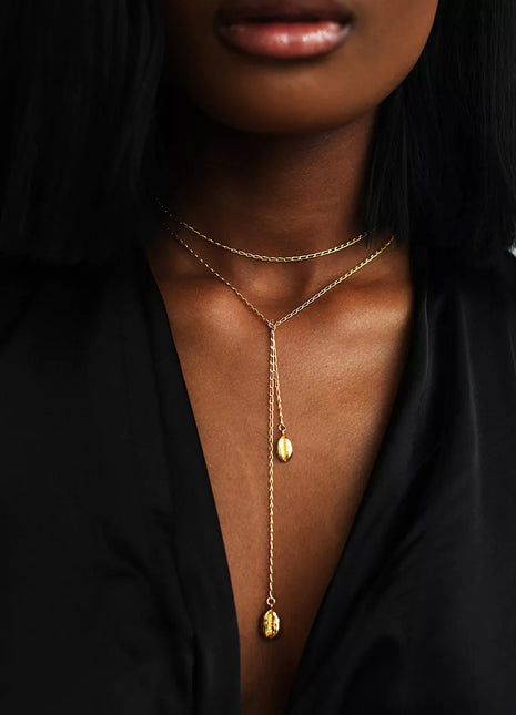 18K Gold-Plated Y-Shaped Necklace Gold onesize Necklaces Trendsi