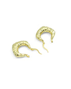 Gold Hammered Diamond Geometry Chunky Huggie Earrings, Sku#Y945