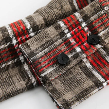 Men's Plaid Shirt with Denim Collar Detail