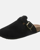 Flat Comfy Suede Buckle Clogs