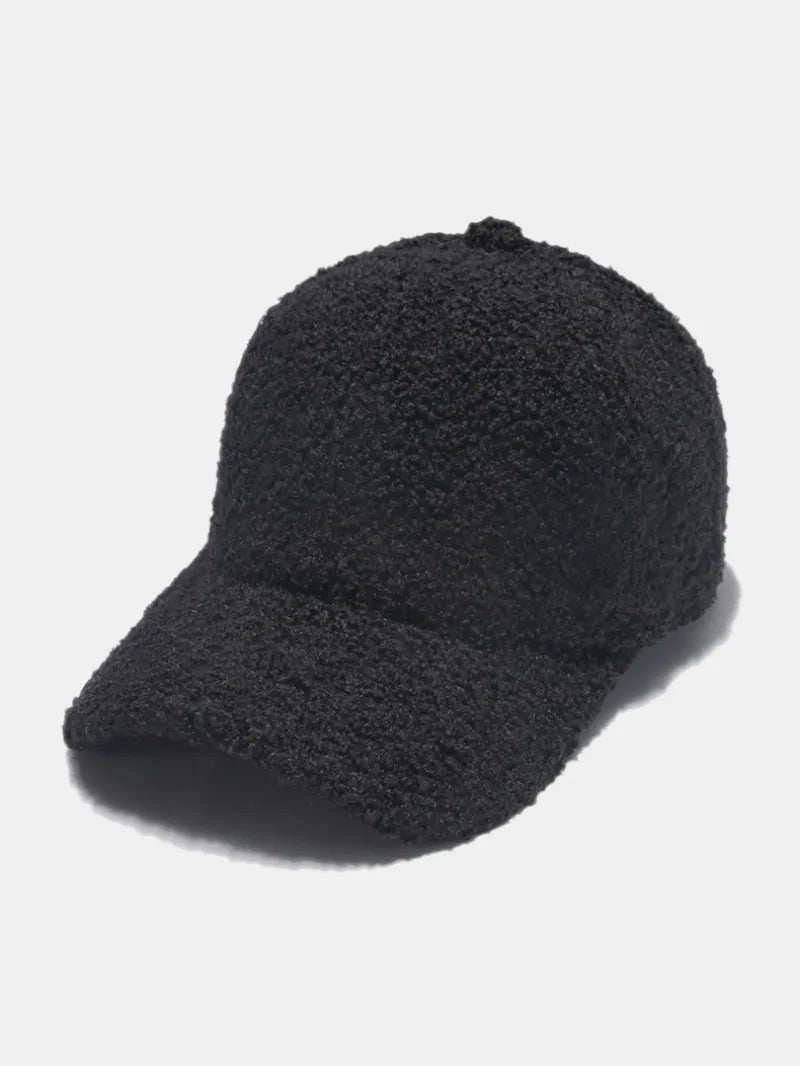 Sherpa Solid Color Baseball Cap Black One Size Trendsi