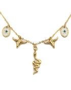 Gold Necklace with Snake Star Horse Shoe Charm, sku#z707