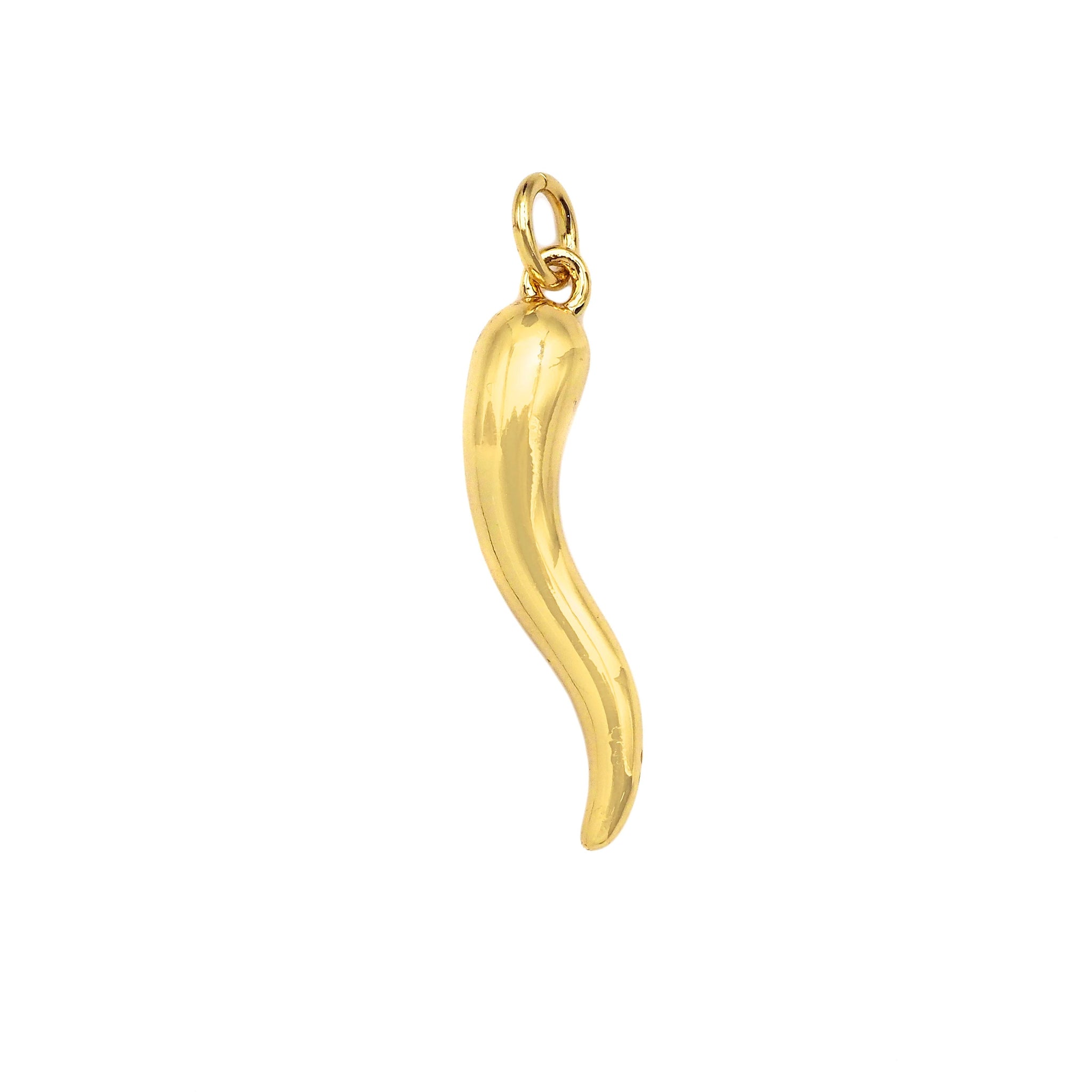 18k Shiny Gold/Silver Italian Horn Chilli Pendant Charm,