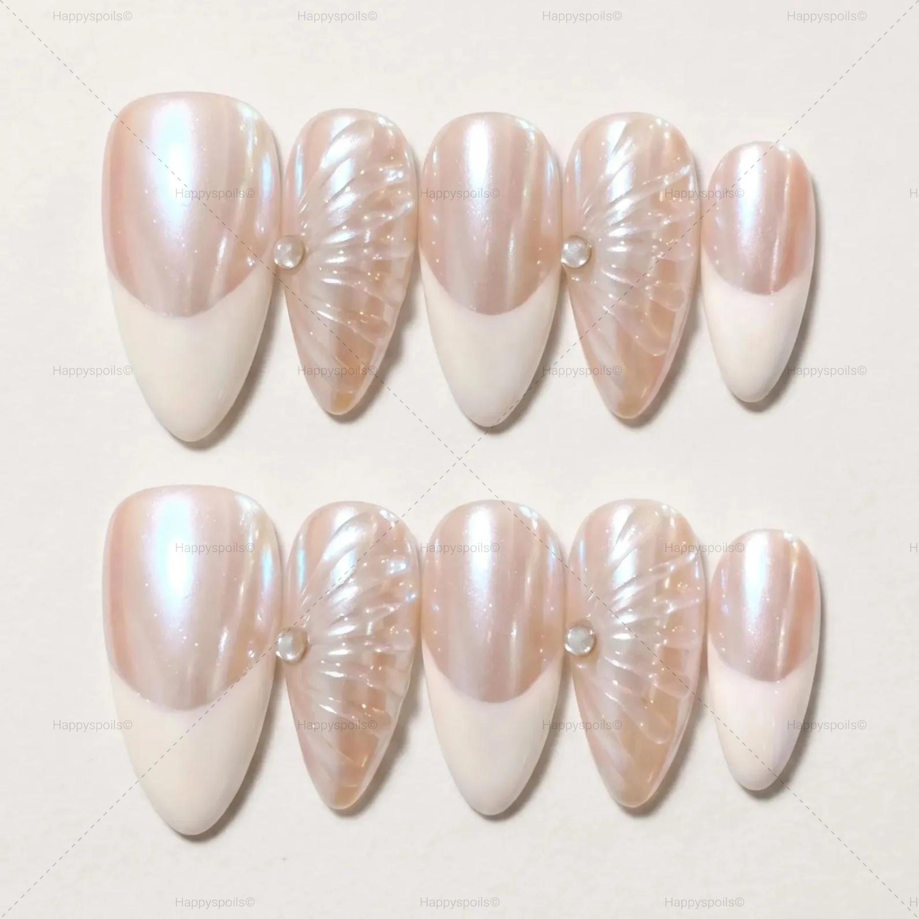 Milky French Pearlescent Handmade Press on Nails