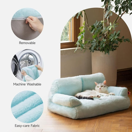 Sky Blue Plush Pet Bed