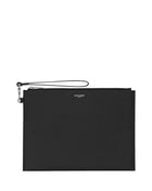 Saint Laurent Men Zipped Tablet Holder In Grain De Poudre-Leather