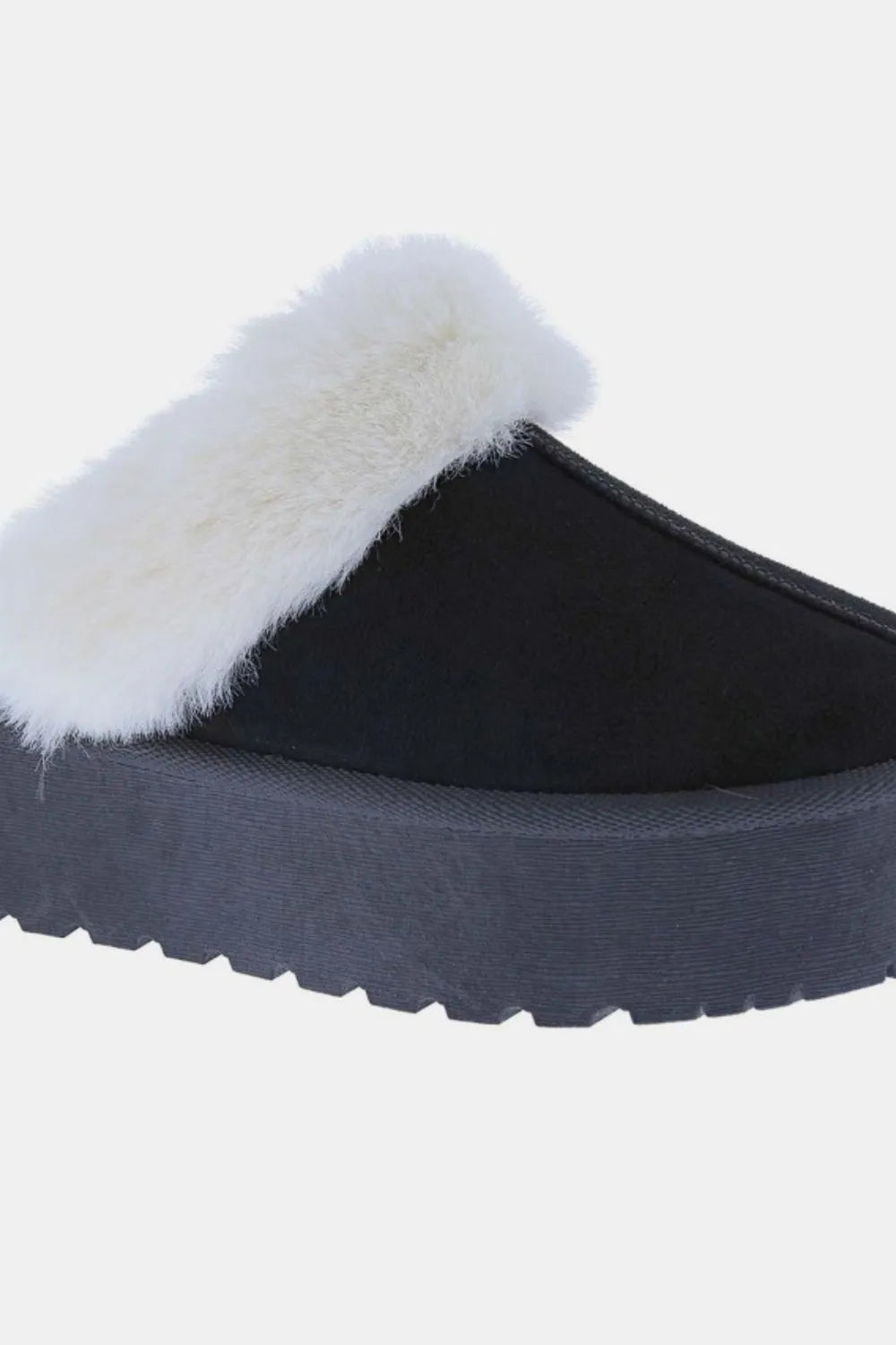 Platform Thick Bottom Fur Trim Snow Slippers Trendsi