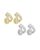 Gold Silver Baguette CZ V Shape Wrap Statement Earrings, Sku#Y923
