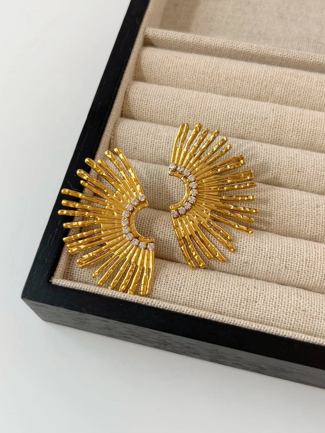 18k Gold plated Steel Inlaid Statement Zircon Stud Earrings