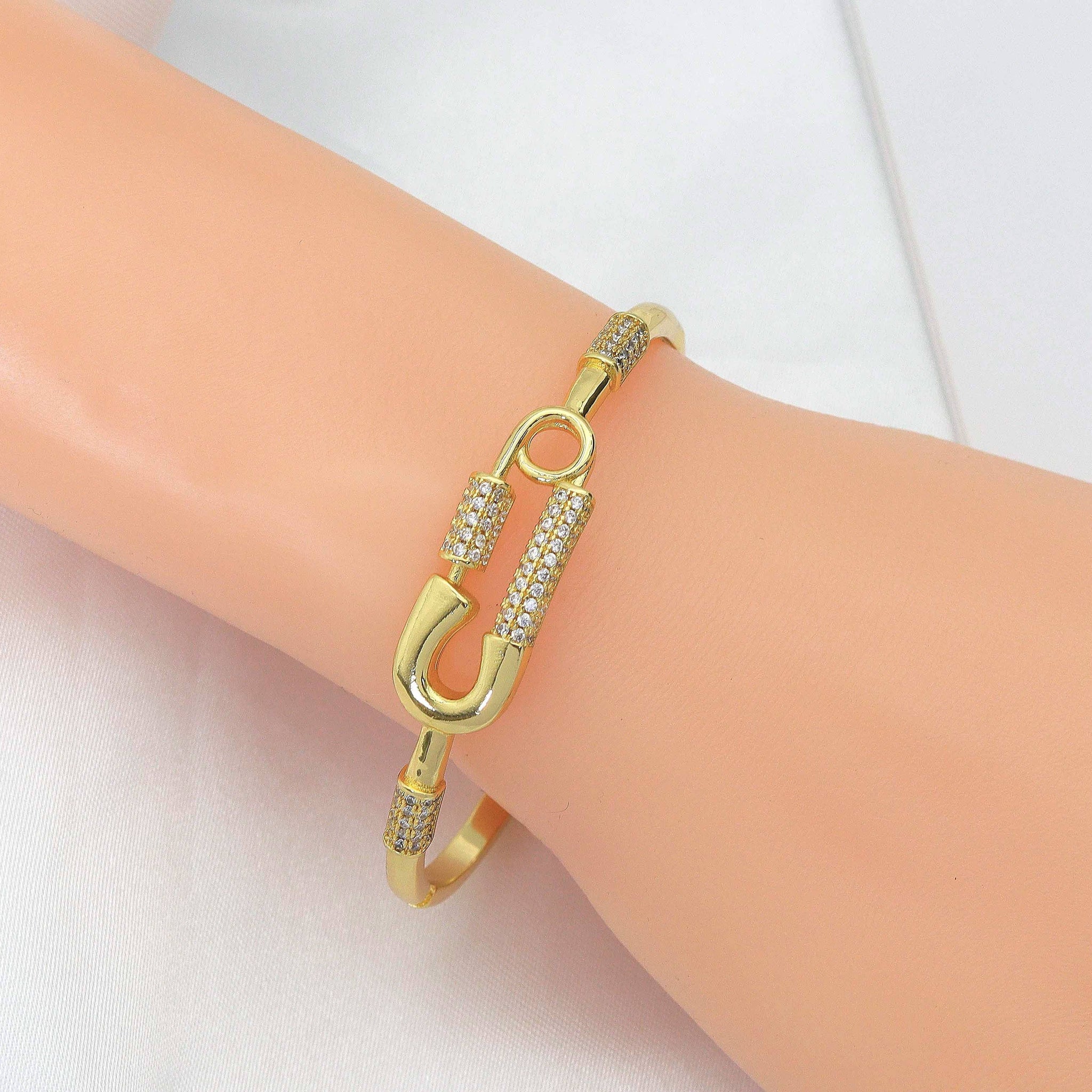 Safety Pin Pave Bracelet