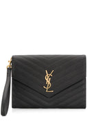 Saint Laurent Women Cassandre Matelassé Flap Pouch In Grain De Poudre Leather