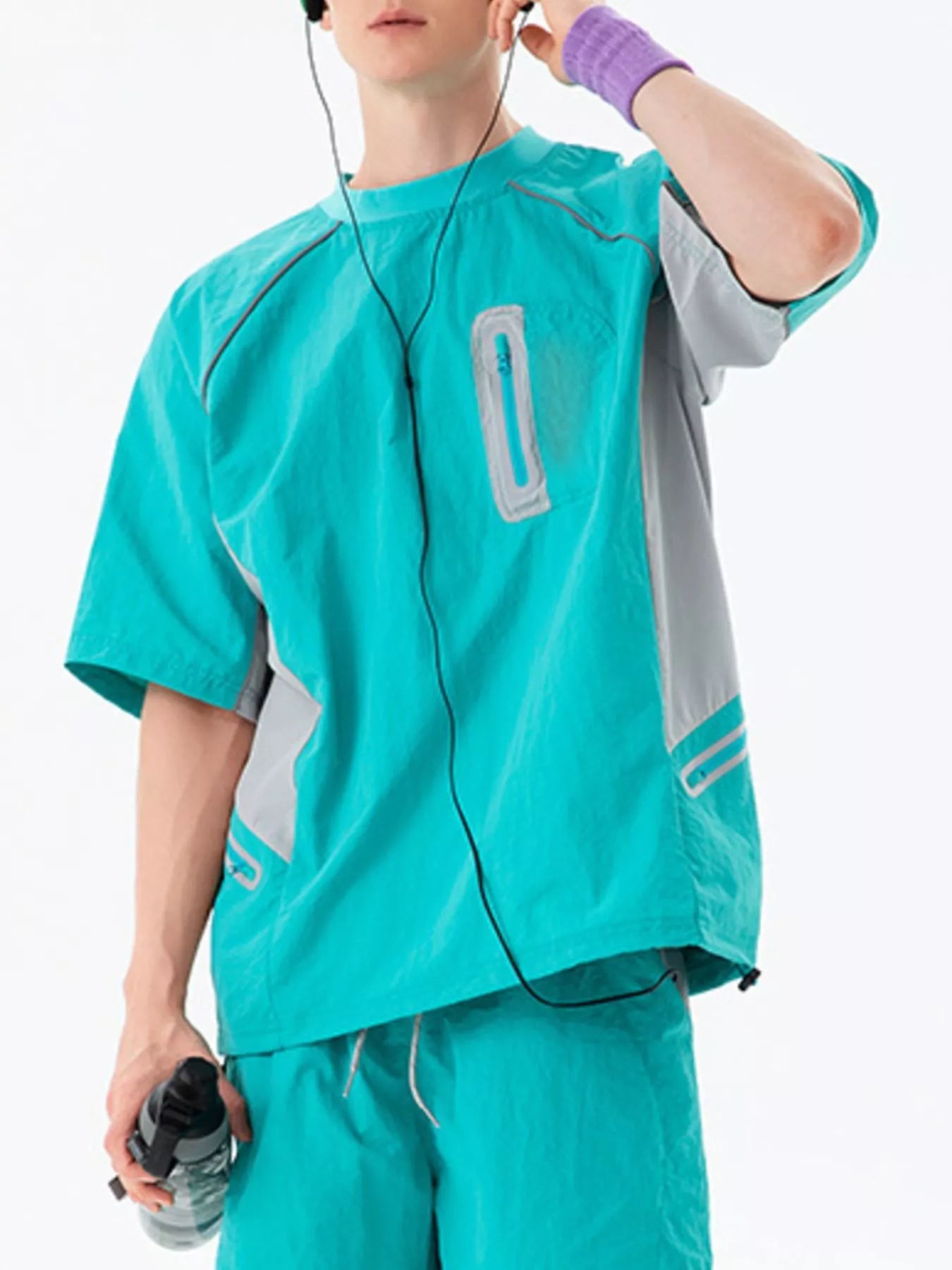 Men's Contrast Round Neck Half Sleeve Active T-Shirt Trendsi