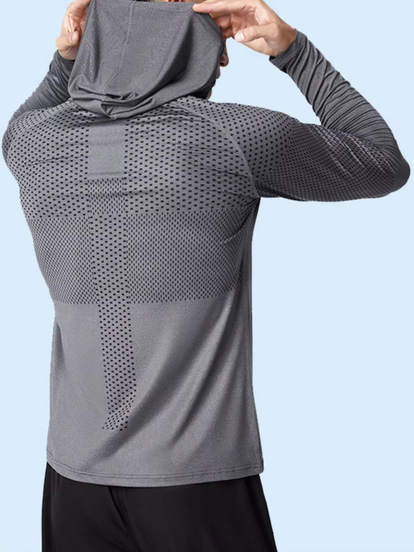 Men's Breathable Long Sleeve Hooded Active Shirt Fitness Trendsi