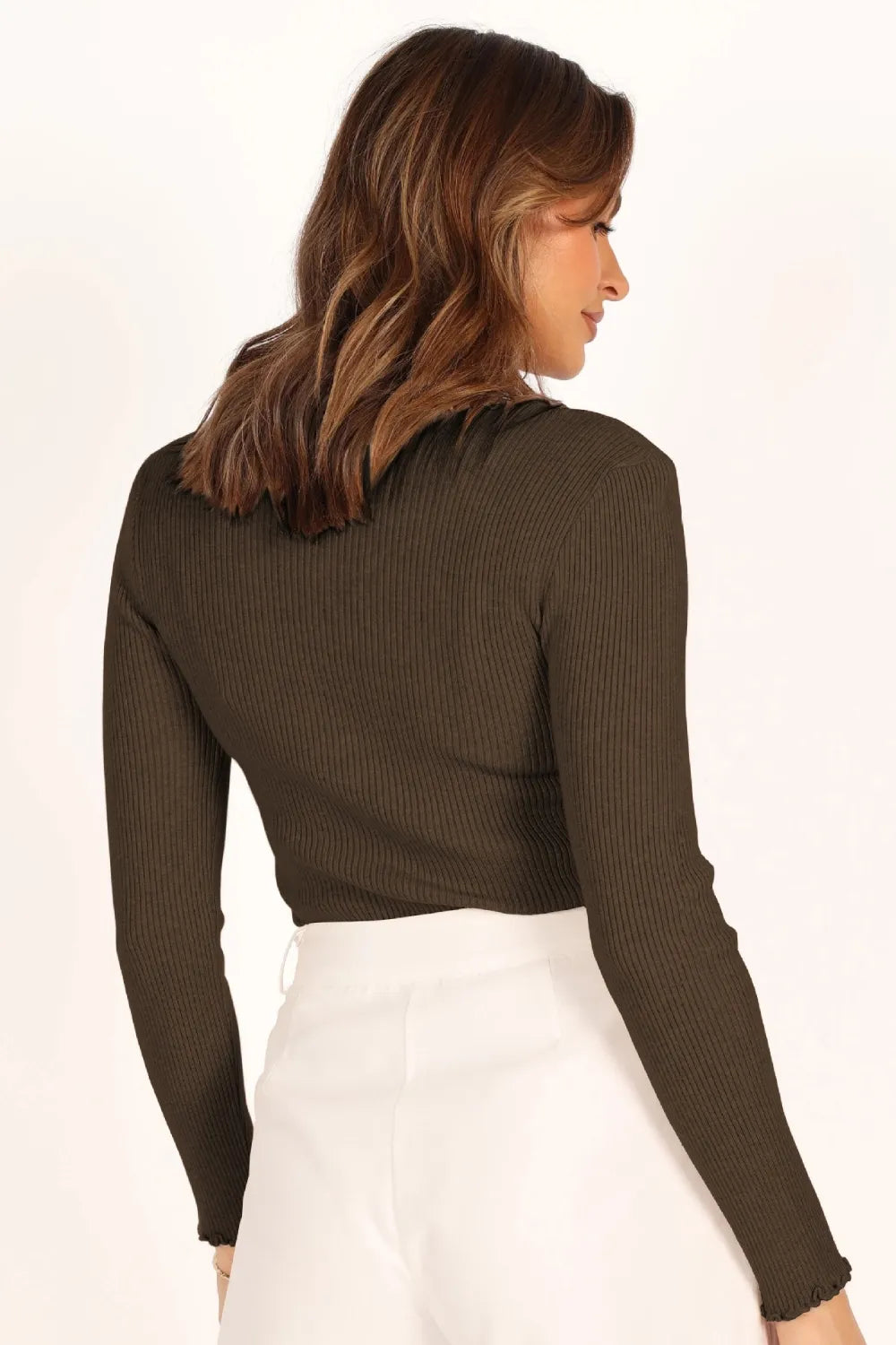 Lettuce Edge Round Neck Long Sleeve Shirt Shirts Trendsi