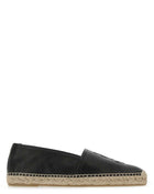 Saint Laurent Men Black Leather Monogram Espadrilles
