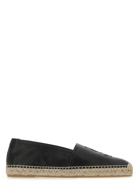 Saint Laurent Men Black Leather Monogram Espadrilles