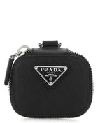 Prada Men Black Leather Air Pods Case