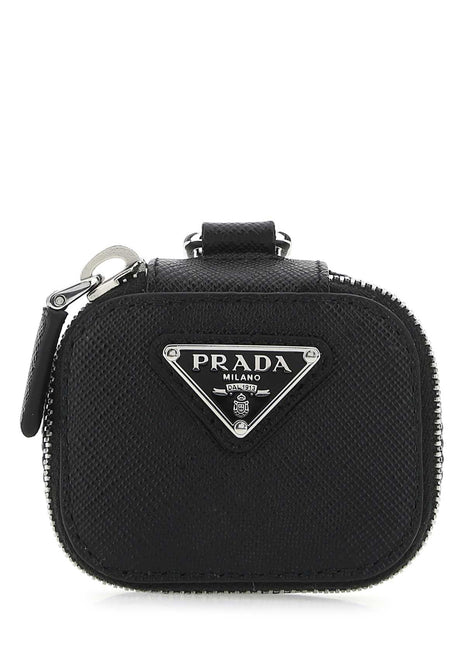 Prada Men Black Leather Air Pods Case