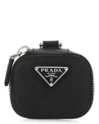 Prada Men Black Leather Air Pods Case