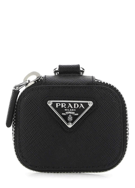 Prada Men Black Leather Air Pods Case