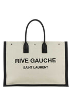 Saint Laurent Men Sand Canvas Large Rive Gauche Shopping Bag