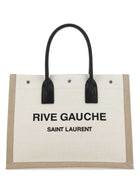 Saint Laurent Men Sand Canvas Big Rive Gauche Shopping Bag