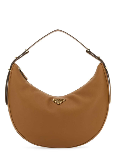 Prada Women Caramel Leather Big Arquã¨ Handbag