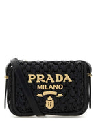 Prada Women Black Raffia Crossbody Bag