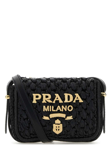 Prada Women Black Raffia Crossbody Bag