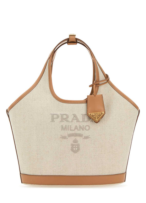 Prada Women Sand Canvas Handbag