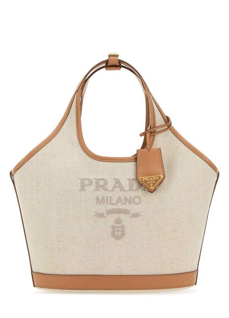 Prada Women Sand Canvas Handbag