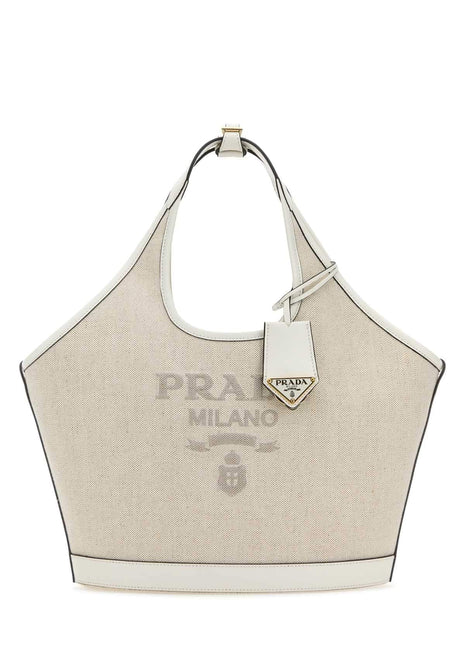 Prada Women Sand Canvas Handbag