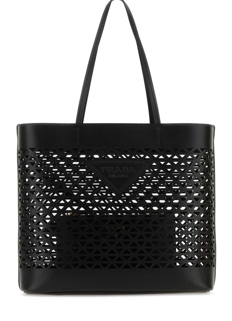 Prada Women Black Leather Shopping Bag