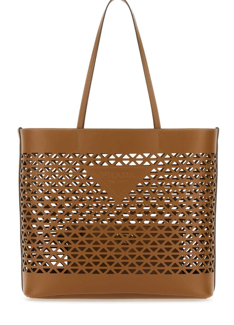 Prada Women Caramel Leather Shopping Bag