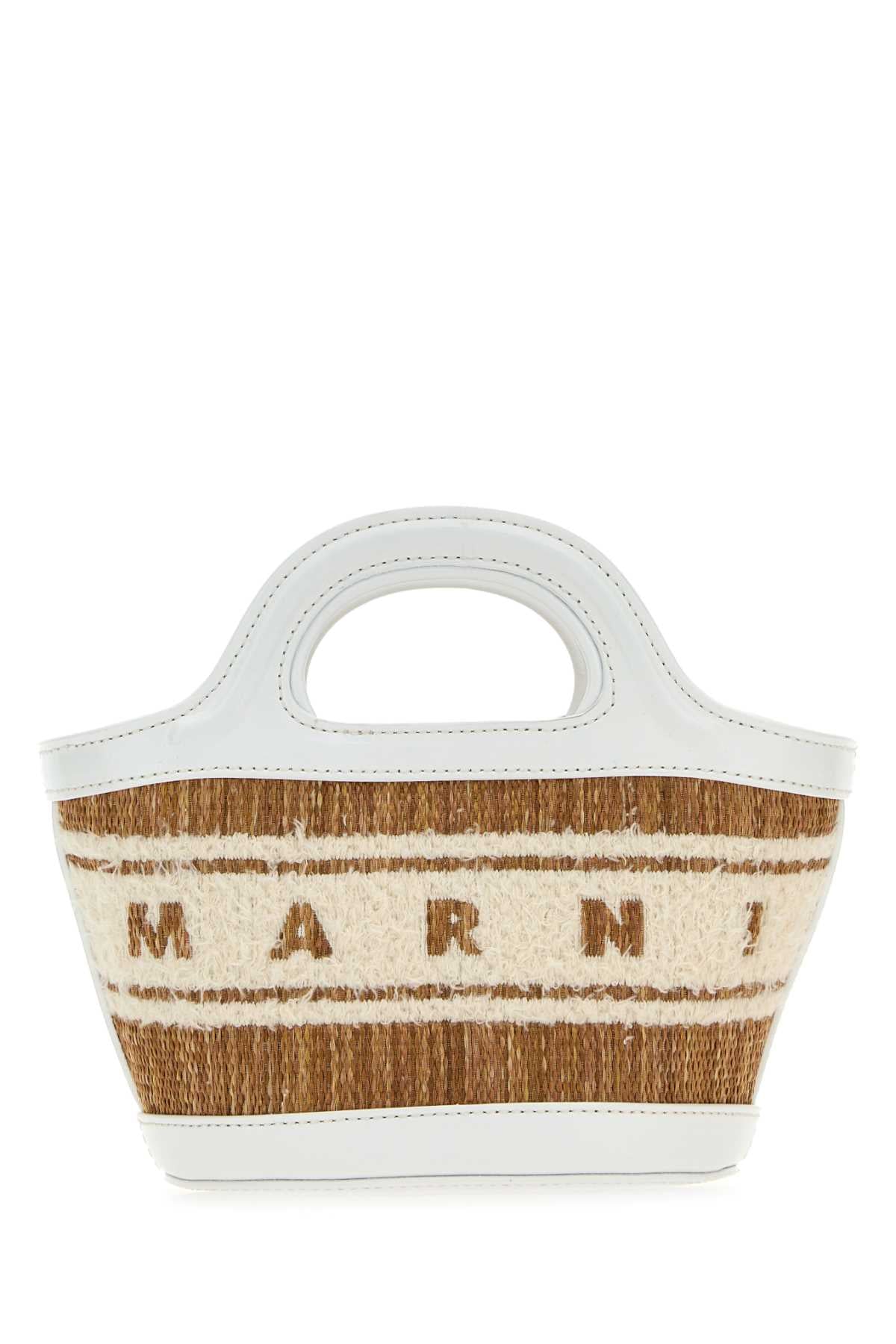 Marni Women Two-Tone Raffia And Leather Micro Tropicalia Summer Handbag Handbags / Shoulder Bags Luosophy
