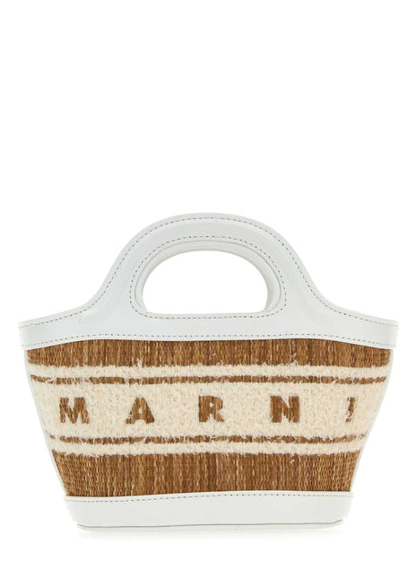 Marni Women Two-Tone Raffia And Leather Micro Tropicalia Summer Handbag Handbags / Shoulder Bags Luosophy