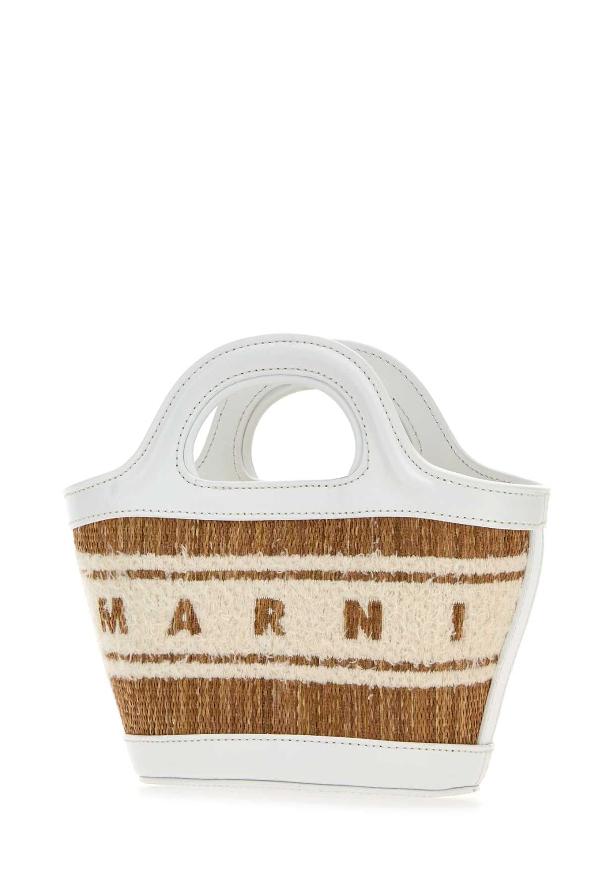 Marni Women Two-Tone Raffia And Leather Micro Tropicalia Summer Handbag Handbags / Shoulder Bags Luosophy