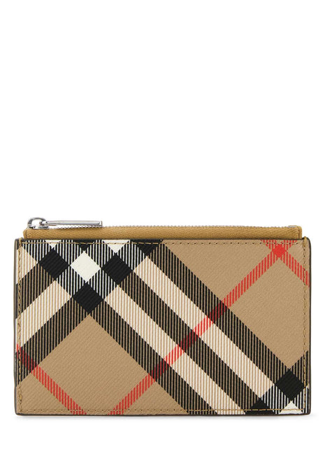 Burberry Men Printed Canvas Check Card Holder