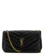 Saint Laurent Women Black Leather Medium Loulou Shoulder Bag