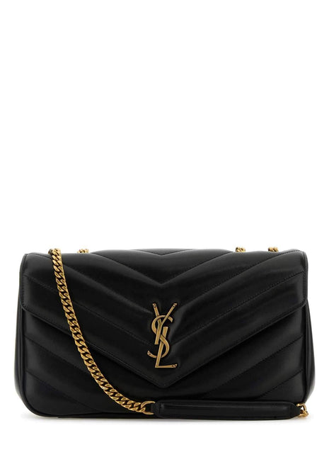 Saint Laurent Women Black Leather Medium Loulou Shoulder Bag